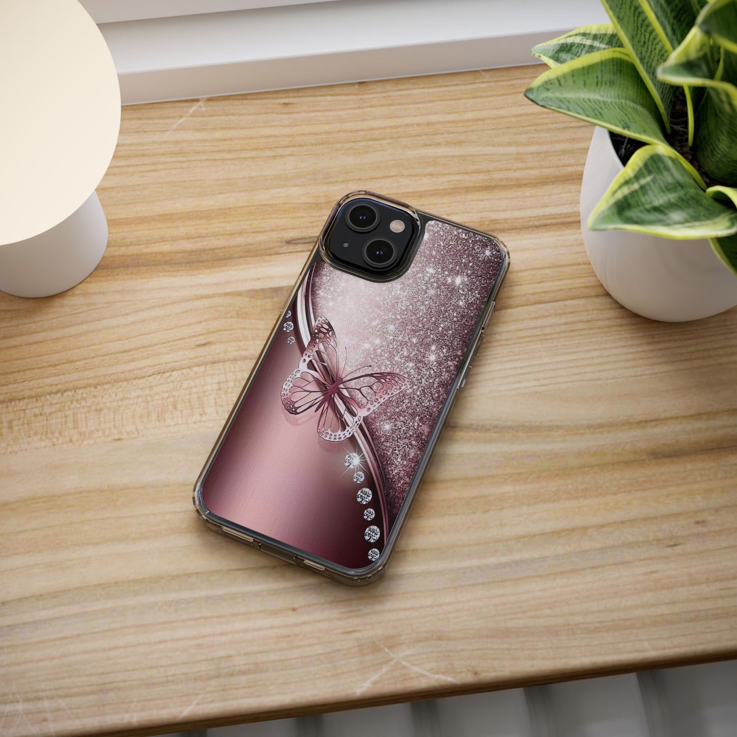 Elegant Butterfly Clear Case, Stylish Transparent Protective Cover for Women