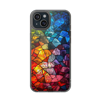 Vibrant Clear Phone Case, Colorful Stained Glass Design