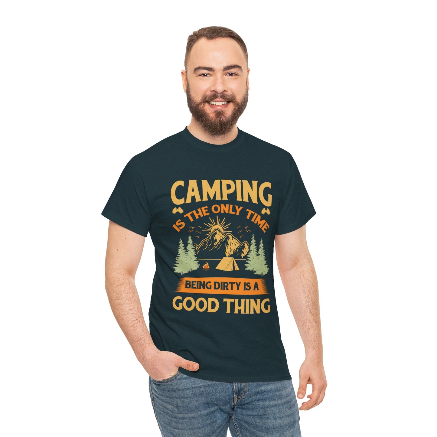 Camping Vibes Unisex Heavy Cotton Tee - "Being Dirty is a Good Thing"