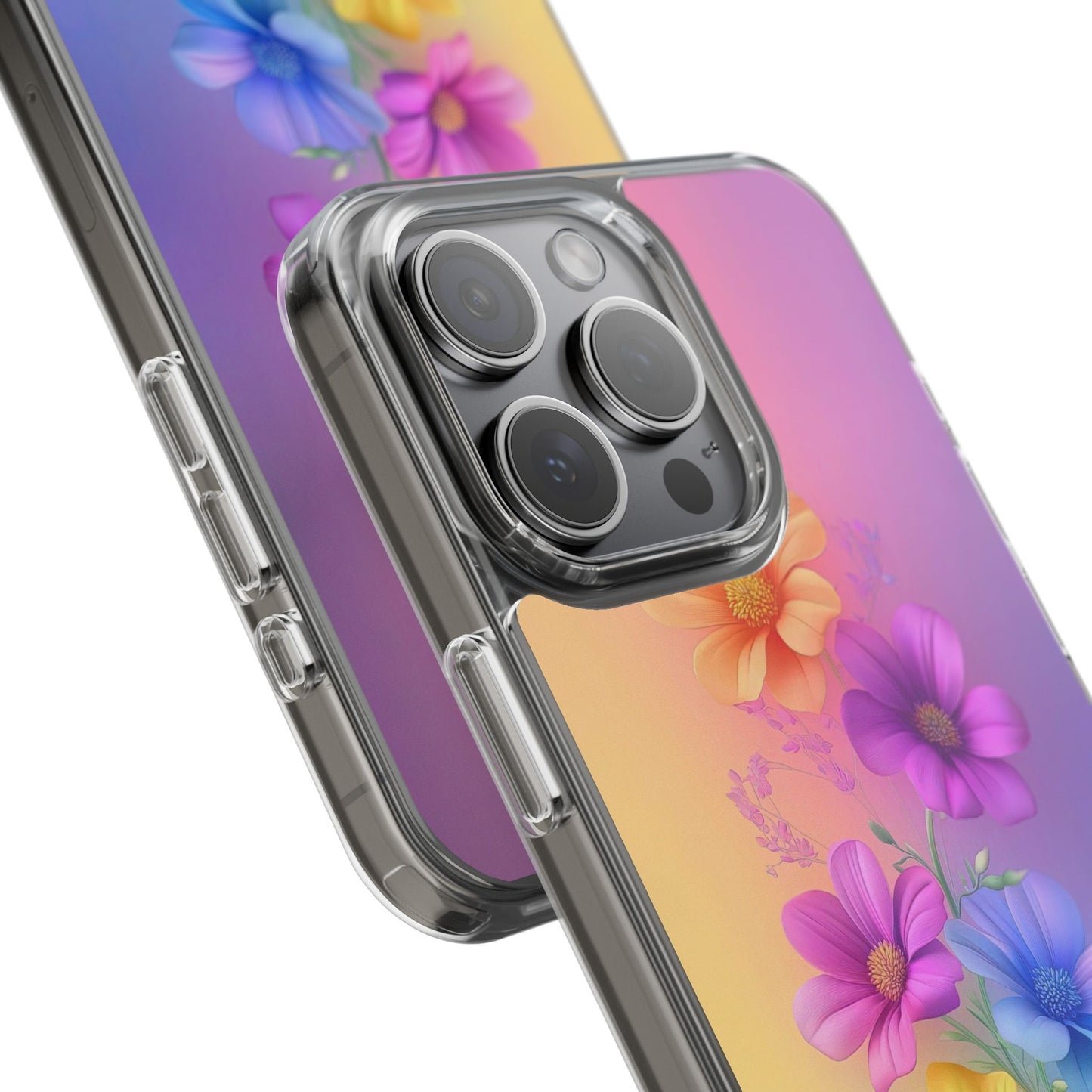 Floral Clear Phone Case – Colorful Flower Design