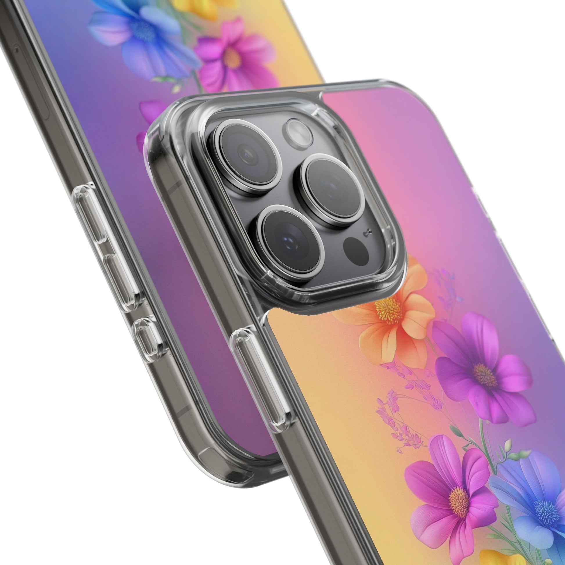 Floral Clear Phone Case – Colorful Flower Design