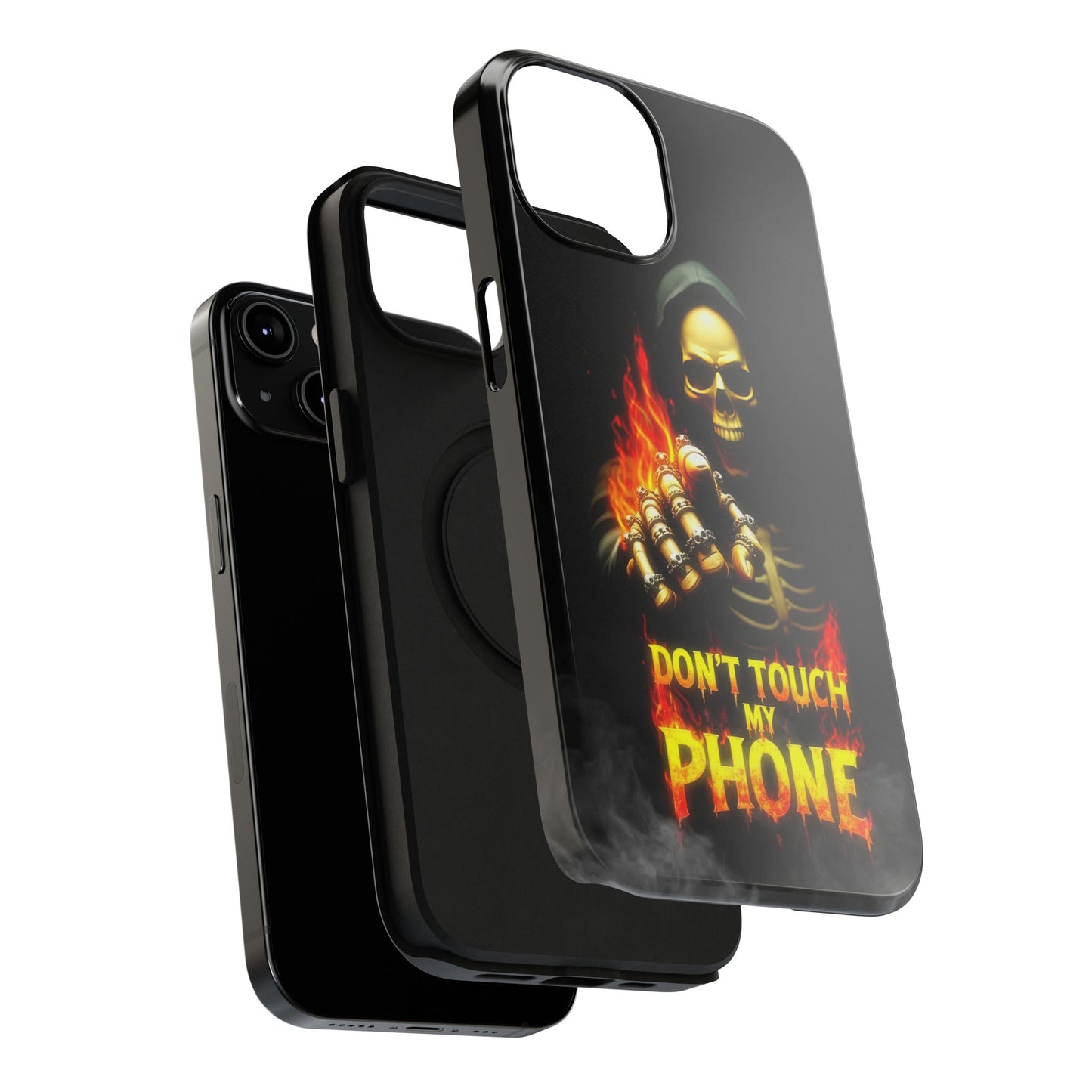 Skull Design Impact-Resistant iPhone Case, Don't Touch My Phone