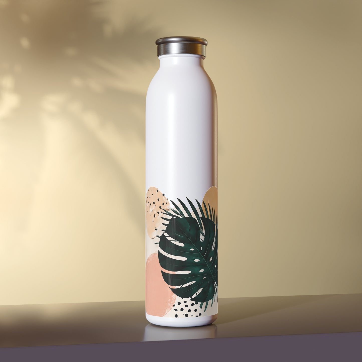 Slim Water Bottle — Tropical Monstera Minimalist Stainless Steel Bottle