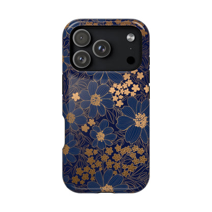 Luxury Serial Magnetic Phone Case, Golden Floral