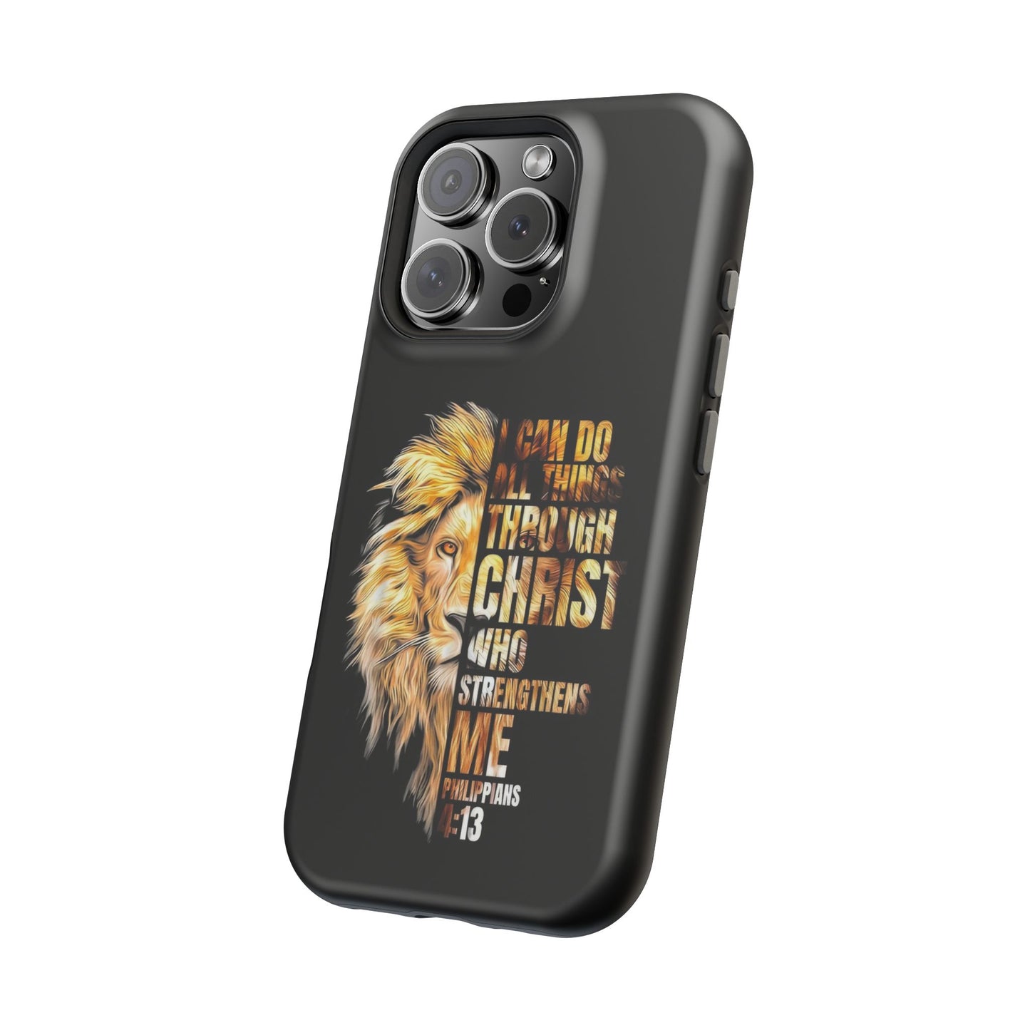 Inspirational Lion Magnetic iPhone Case, Strength & Faith, Christian Accessories