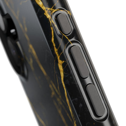Black Marble with Gold Veins Impact-Resistant iPhone