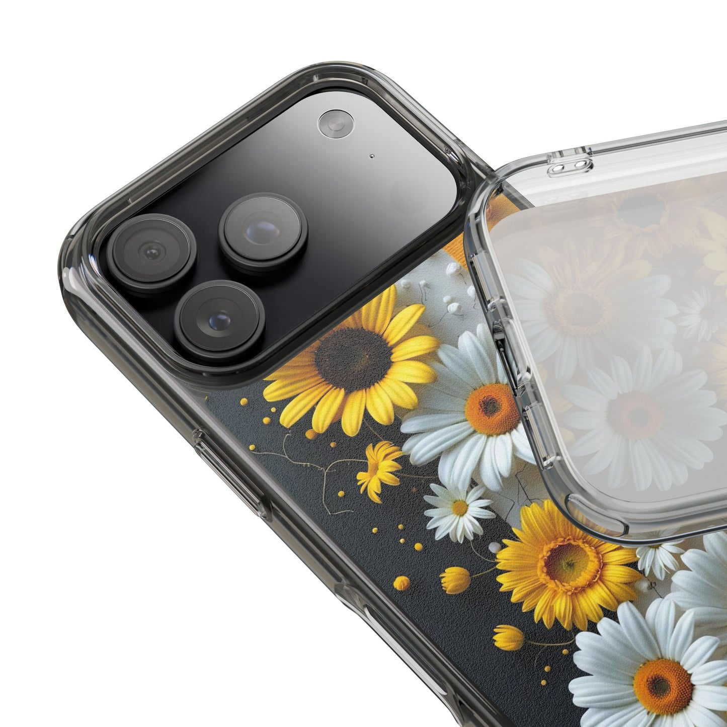 Clear Floral Phone Case - Yellow and White Daisy Pattern Colorful Spring Accessory
