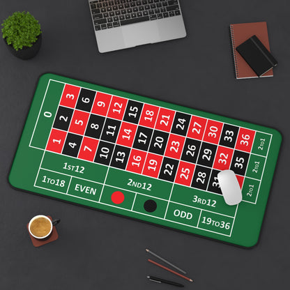 European Roulette Desk Mat — Casino-Themed Gaming/Office Mat