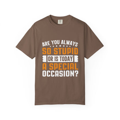 Sarcastic Unisex T-Shirt – "Are You Always So Stupid or Is Today a Special Occasion?"