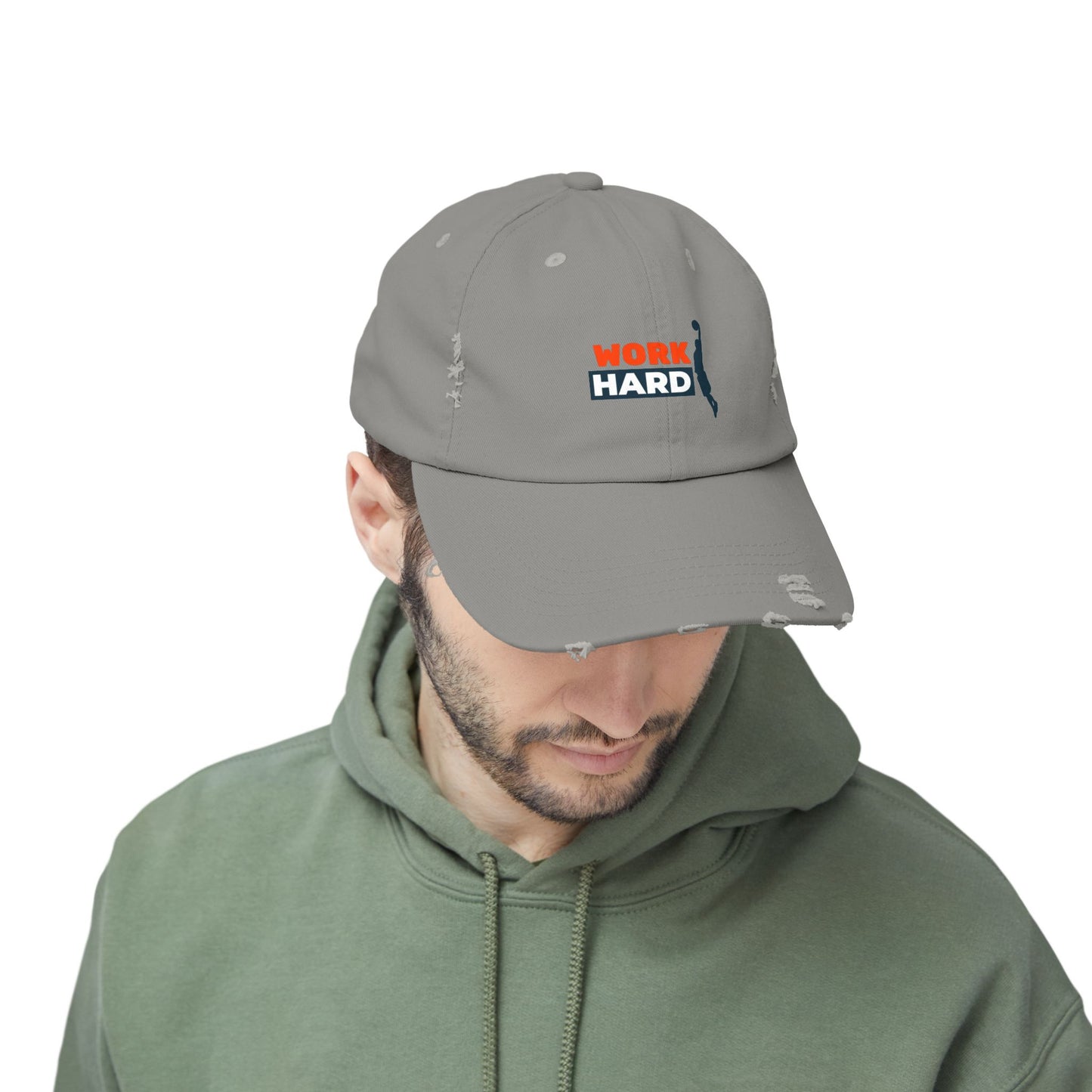 Work Hard Unisex Distressed Cap