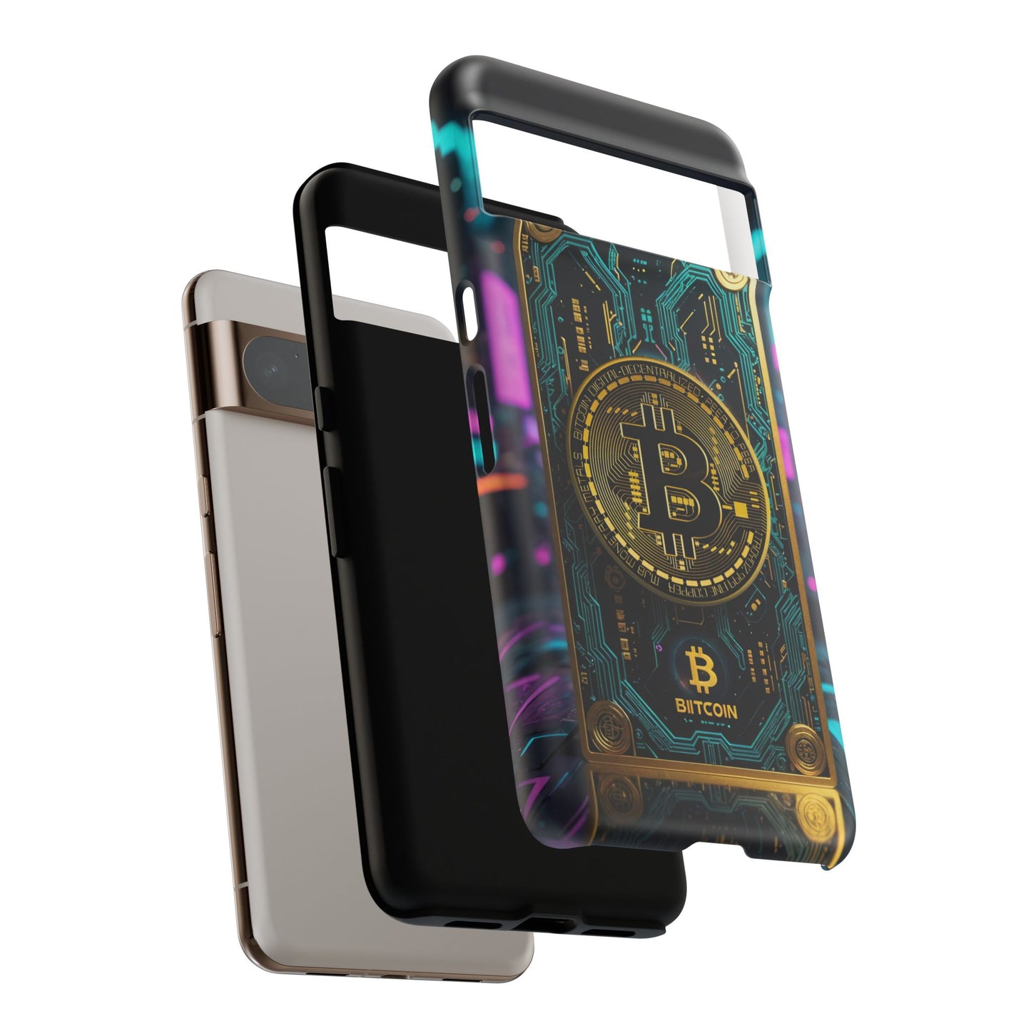Bitcoin Google Pixel Phone Case - Tough Cases with Cryptocurrency Design