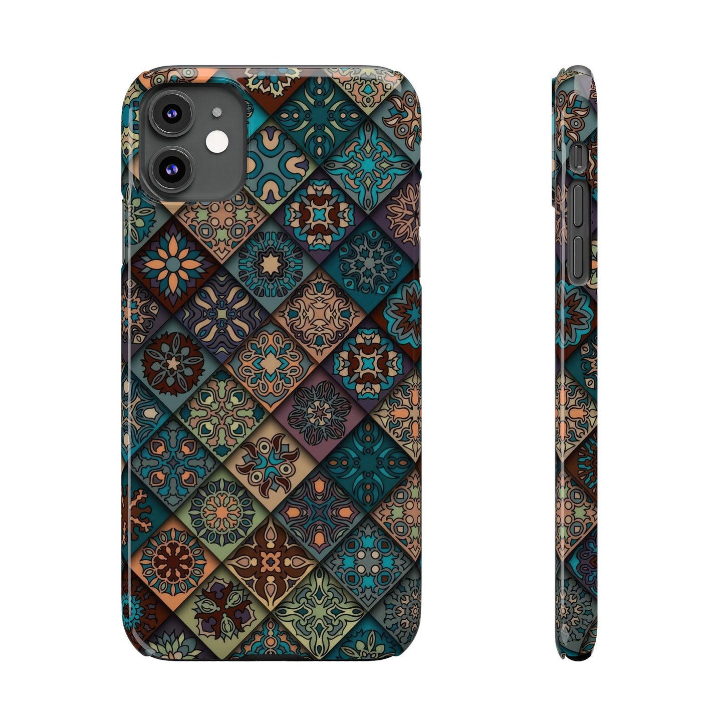 Aztec Geometric Slim Cases, Boho Blue