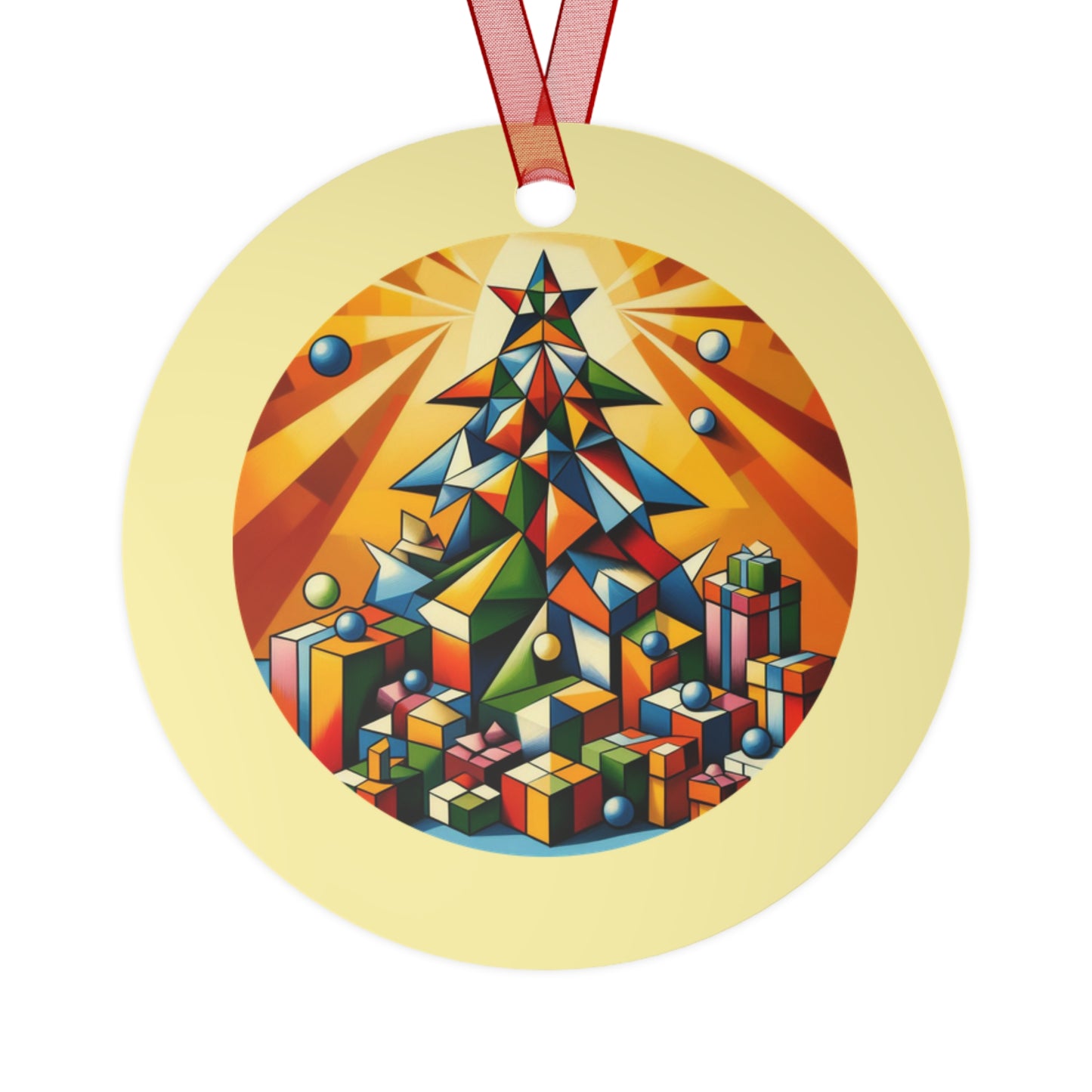 Cubist Christmas Tree Metal Ornaments, 2-Side Print