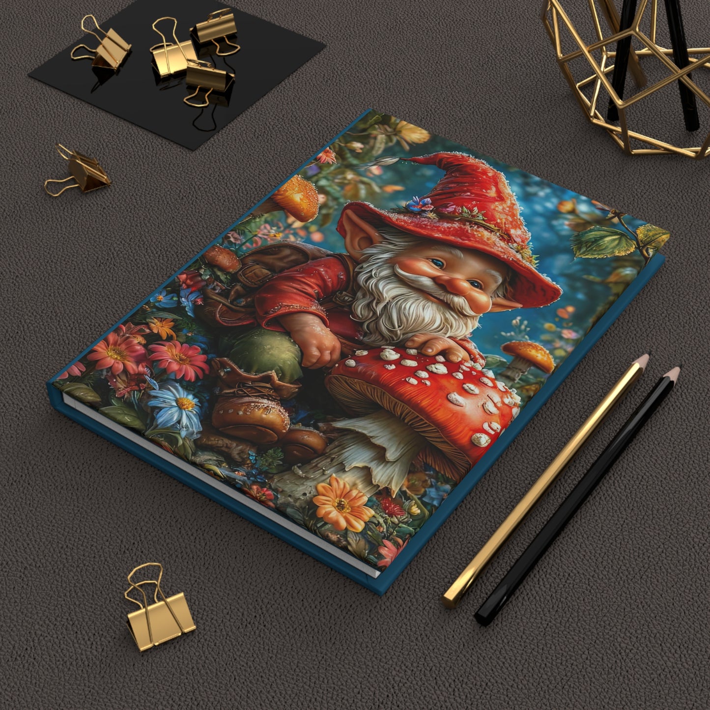 Gnome Fantasy Hardcover Journal, Whimsical Writing Notebook