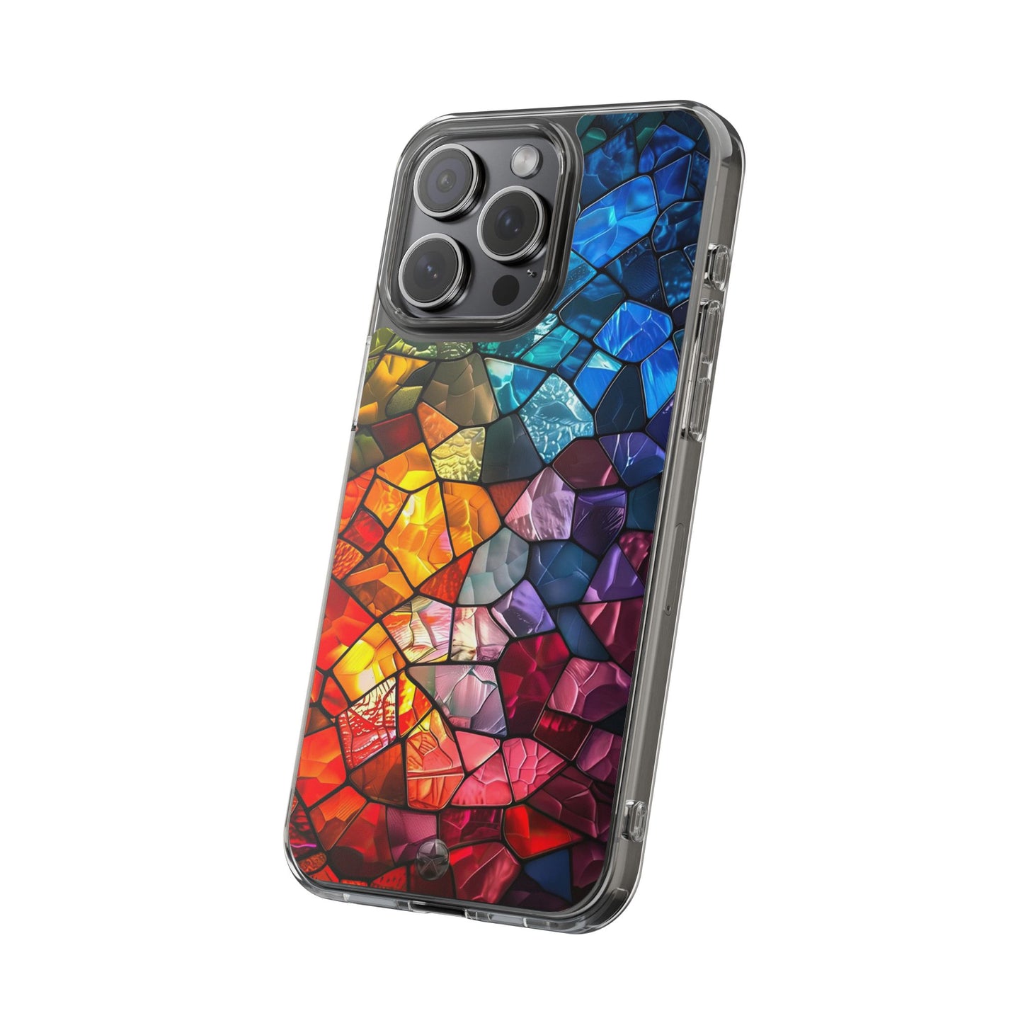 Vibrant Clear Phone Case, Colorful Stained Glass Design