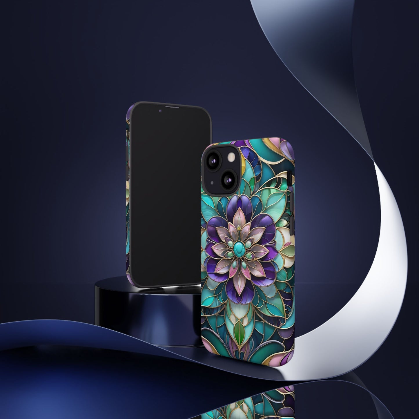 Floral Stained Glass Tough Phone Case -Stylish Protection for Your Device