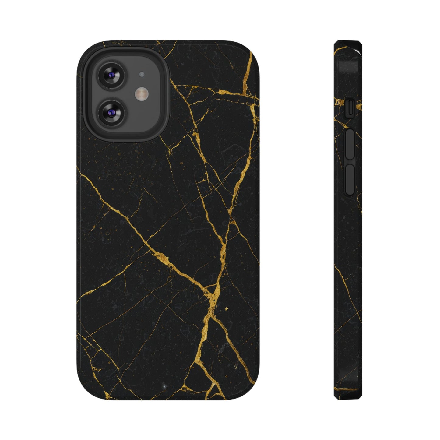 Black Marble with Gold Veins Impact-Resistant iPhone