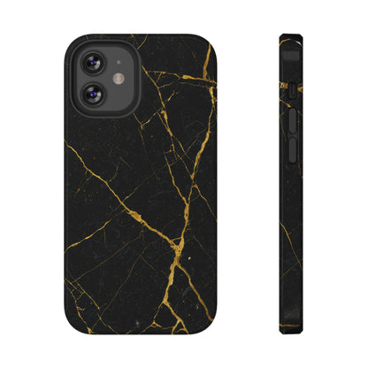 Black Marble with Gold Veins Impact-Resistant iPhone
