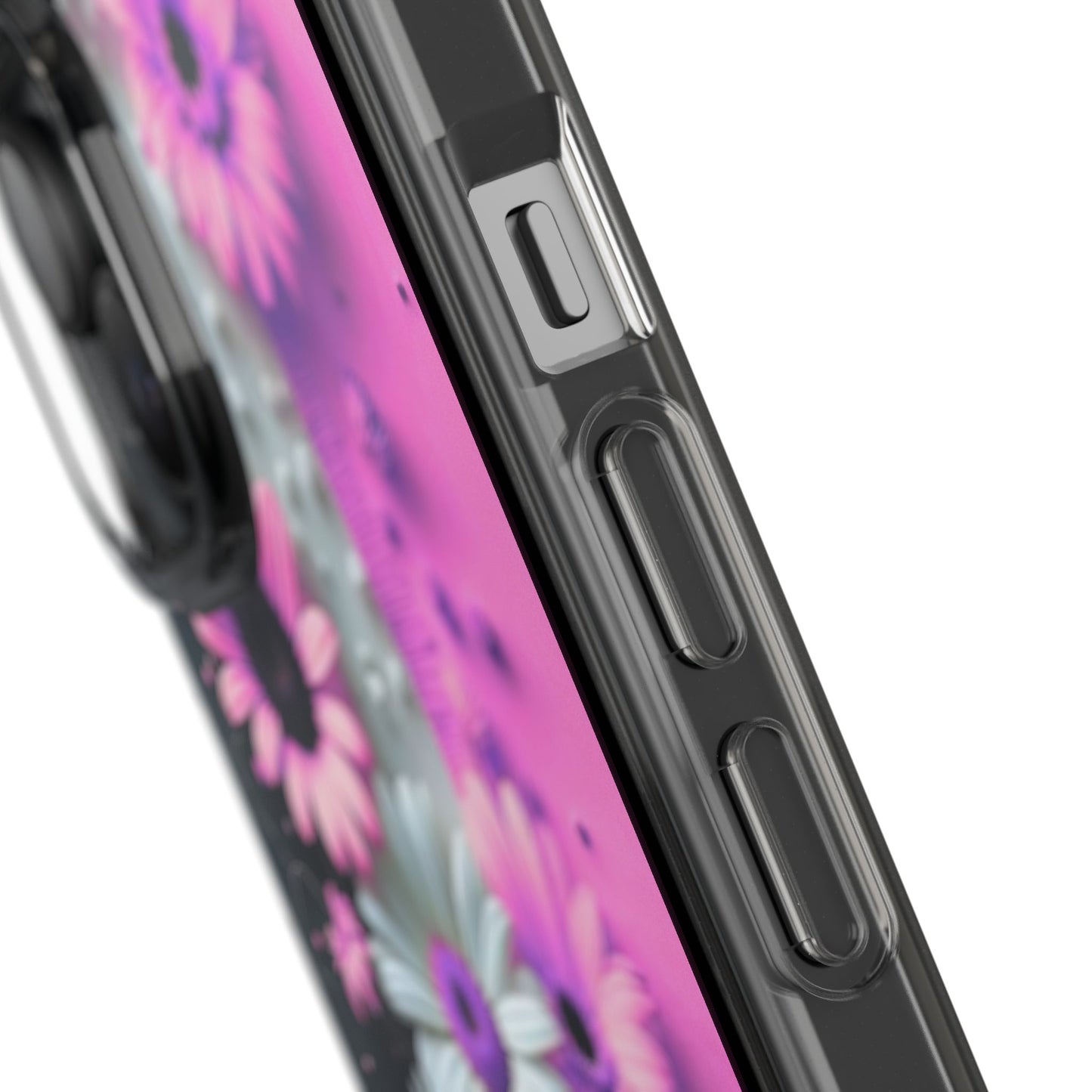 Floral Clear Phone Case – Pink Flower Design