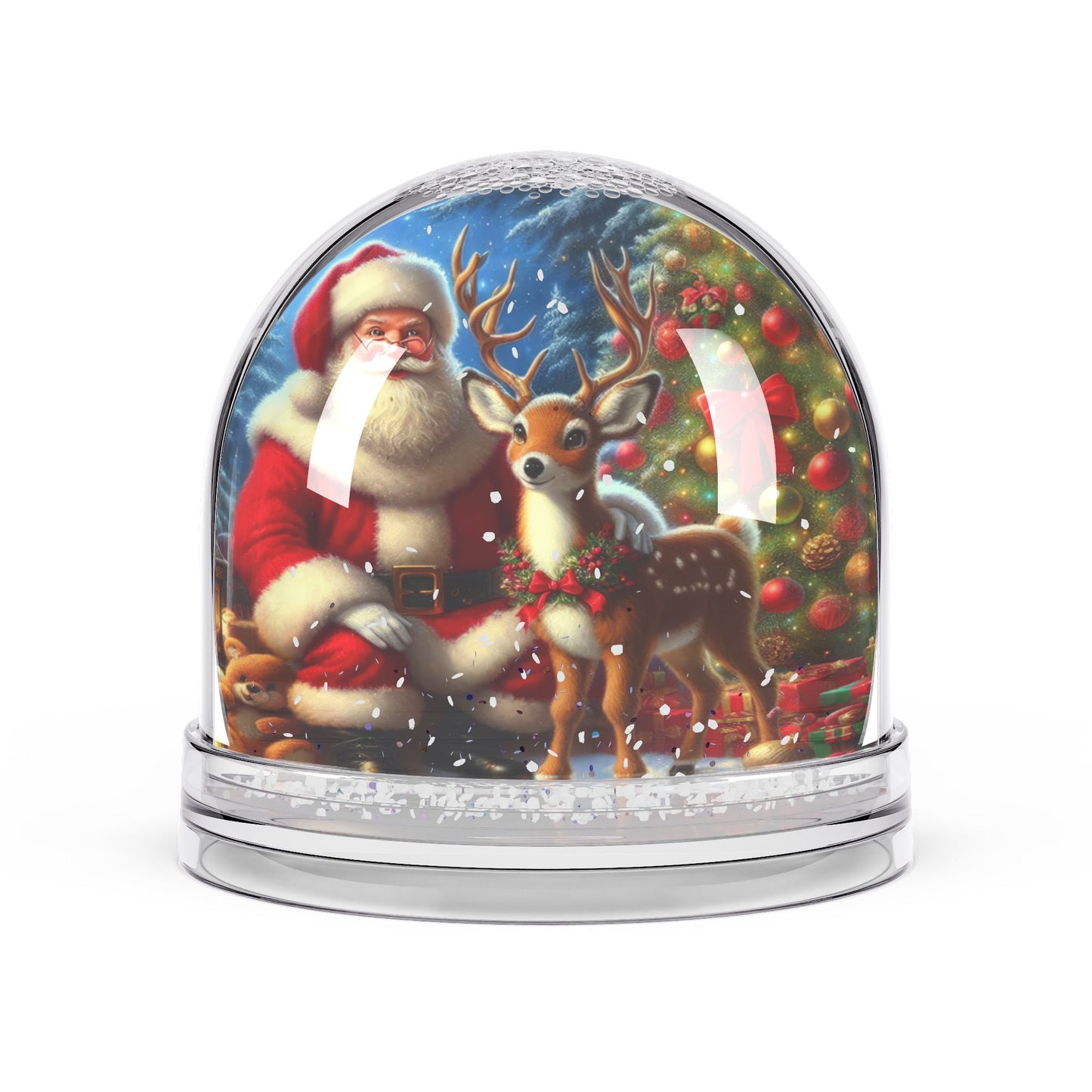 The Spirit of Christmas: Santa and Reindeer  Snow Globe