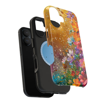 Vibrant Floral Magnetic Phone Case, Artistic Phone Cover
