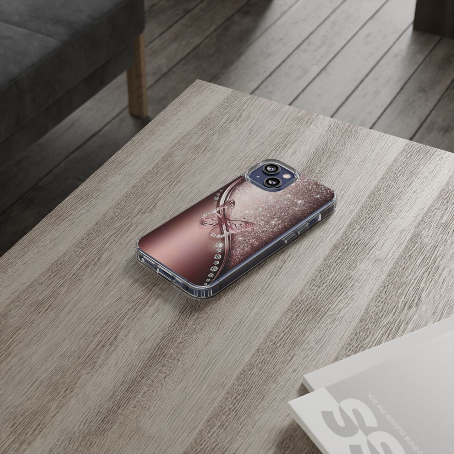 Elegant Butterfly Clear Case, Stylish Transparent Protective Cover for Women