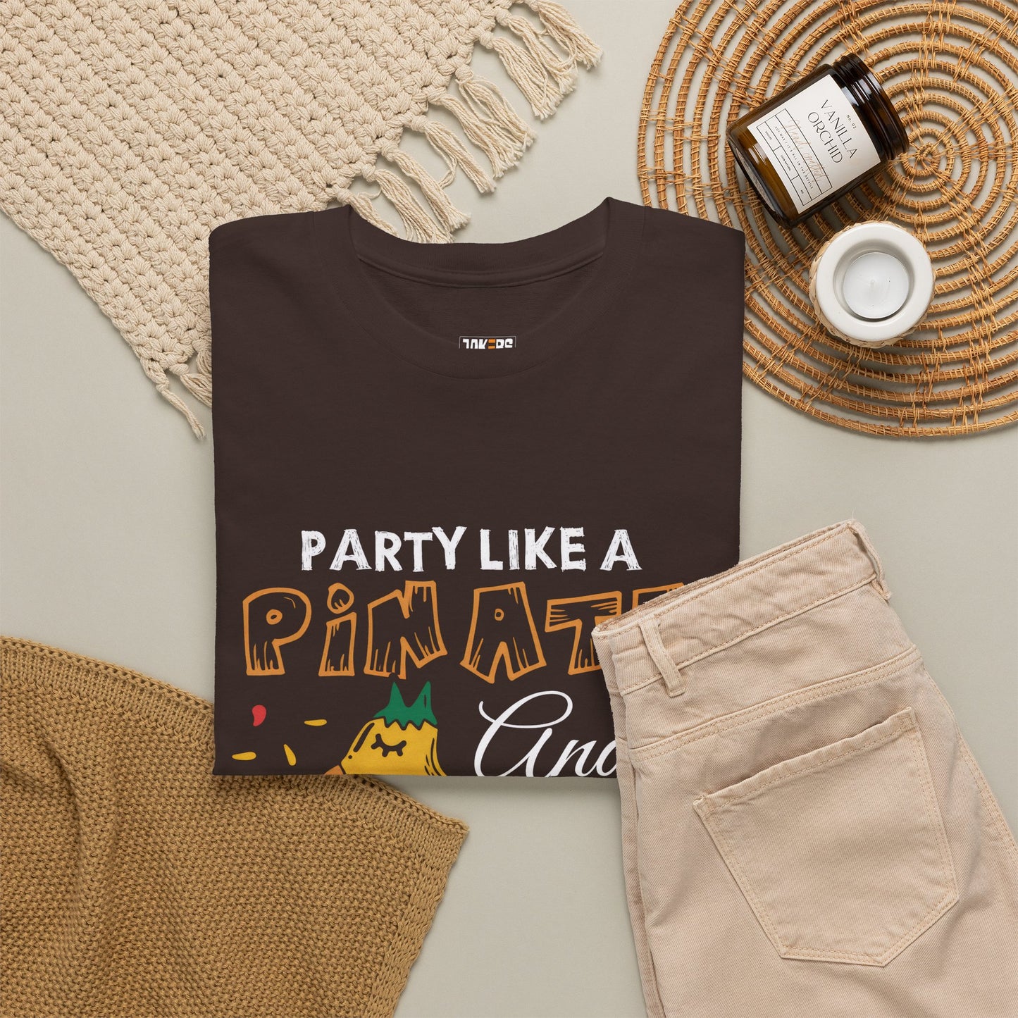 Funny Unisex Heavy Cotton Tee - 'Party Like a Piñata, Get Smashed!'
