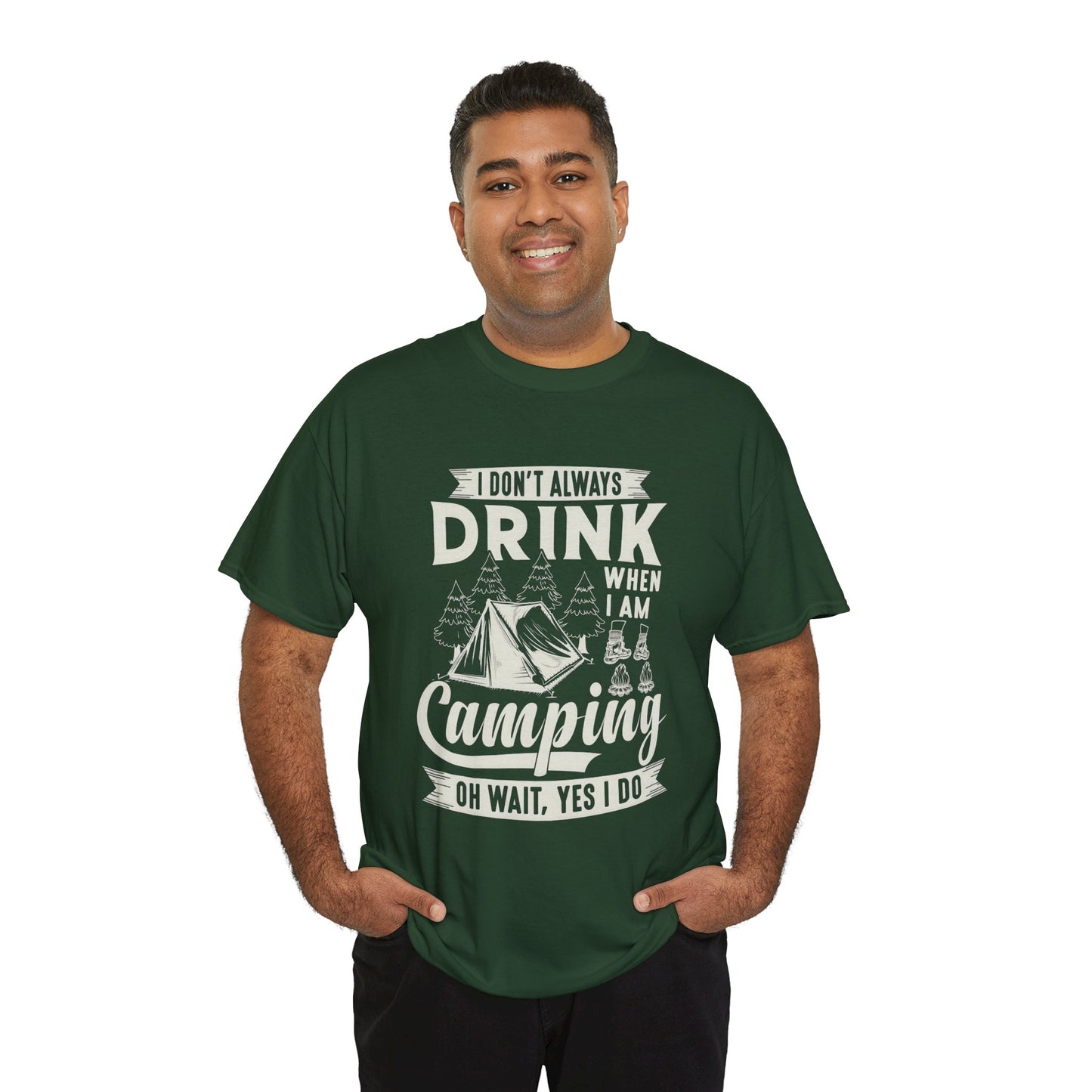 Camping Drinking Unisex Heavy Cotton Tee - Perfect Gift for Outdoor Enthusiasts