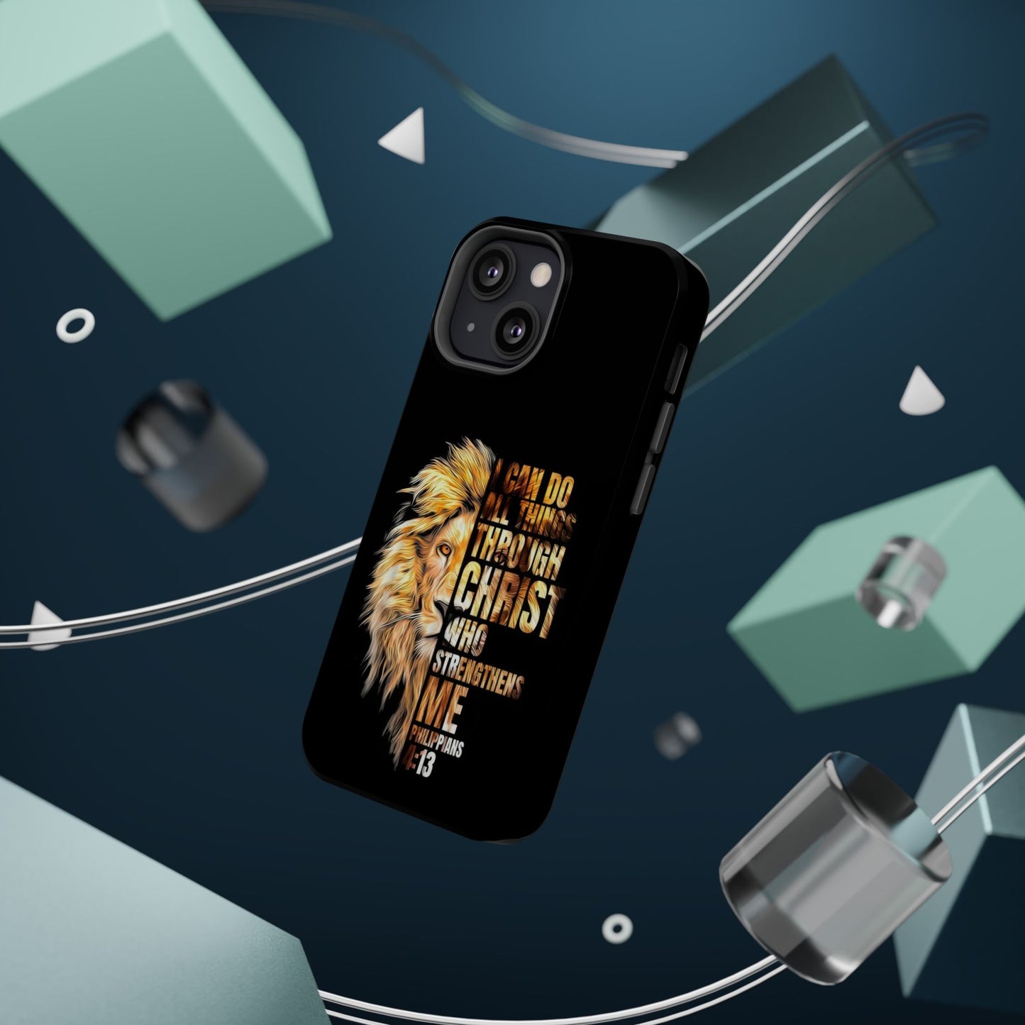 Inspirational Lion Magnetic iPhone Case, Strength & Faith, Christian Accessories