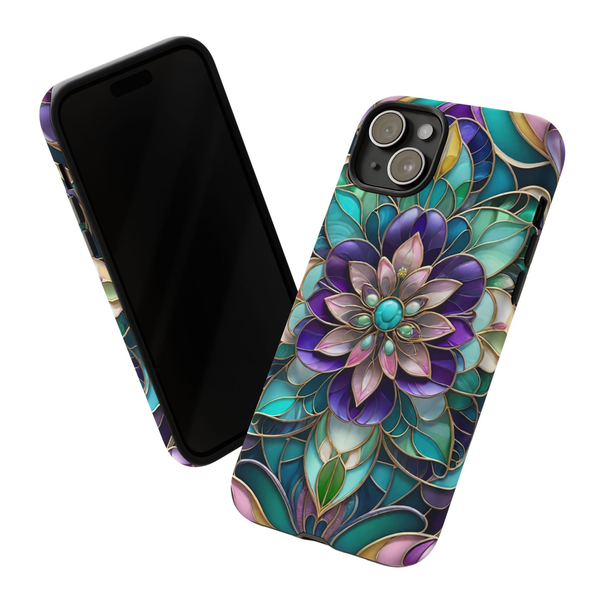 Floral Stained Glass Tough Phone Case -Stylish Protection for Your Device
