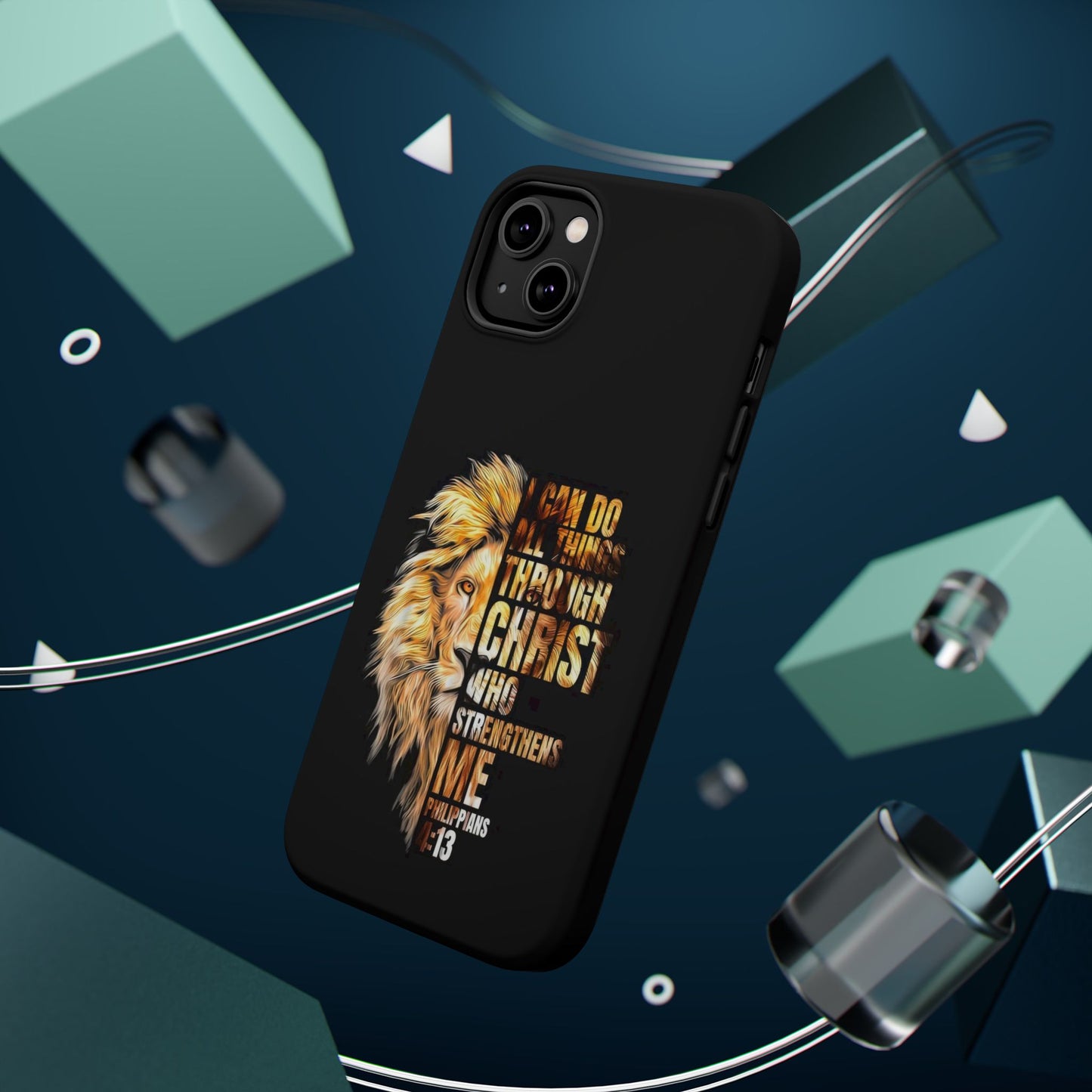 Inspirational Lion Magnetic iPhone Case, Strength & Faith, Christian Accessories