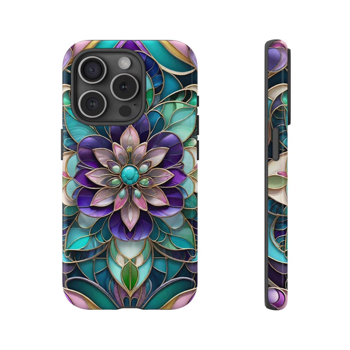 Floral Stained Glass Tough Phone Case -Stylish Protection for Your Device