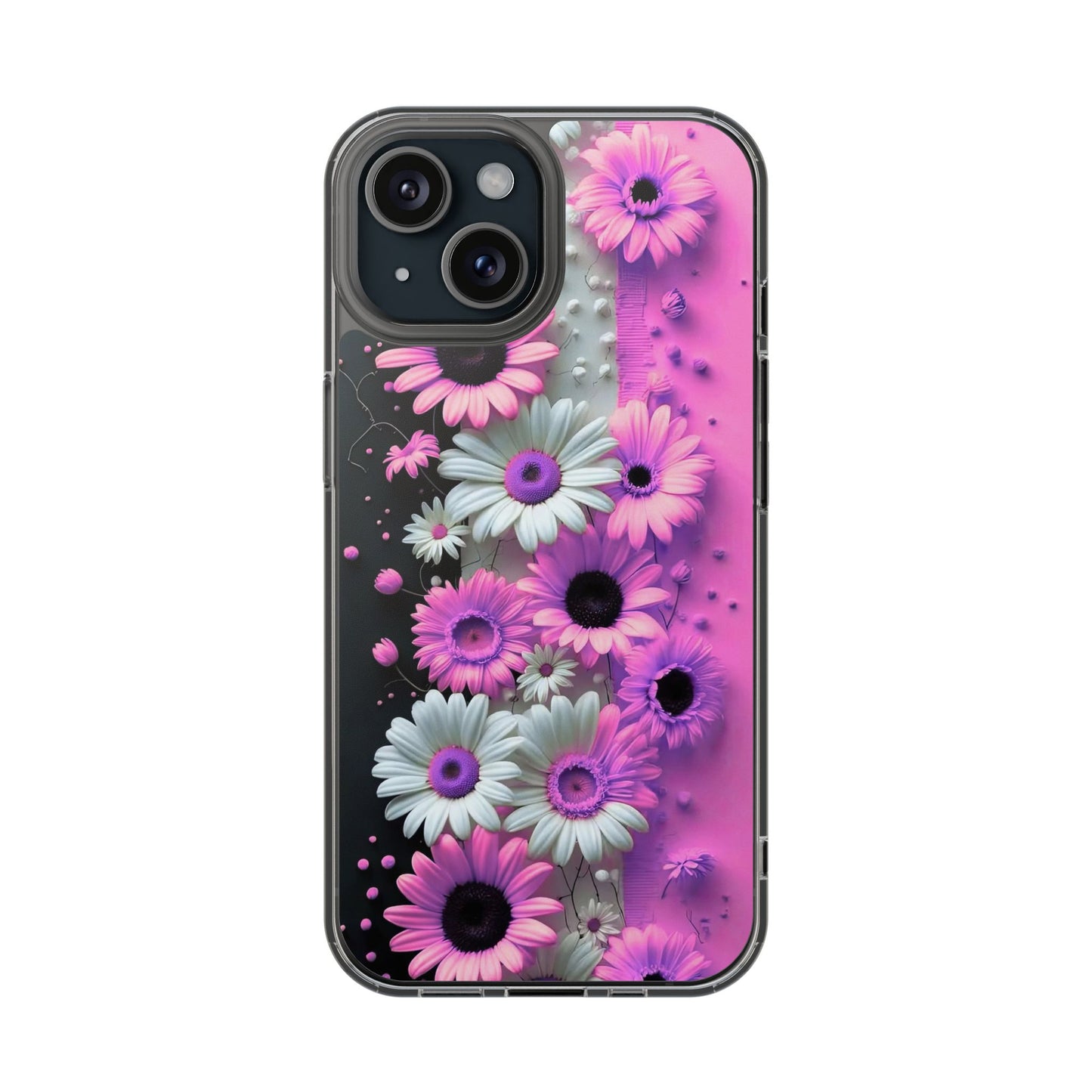 Floral Clear Phone Case – Pink Flower Design
