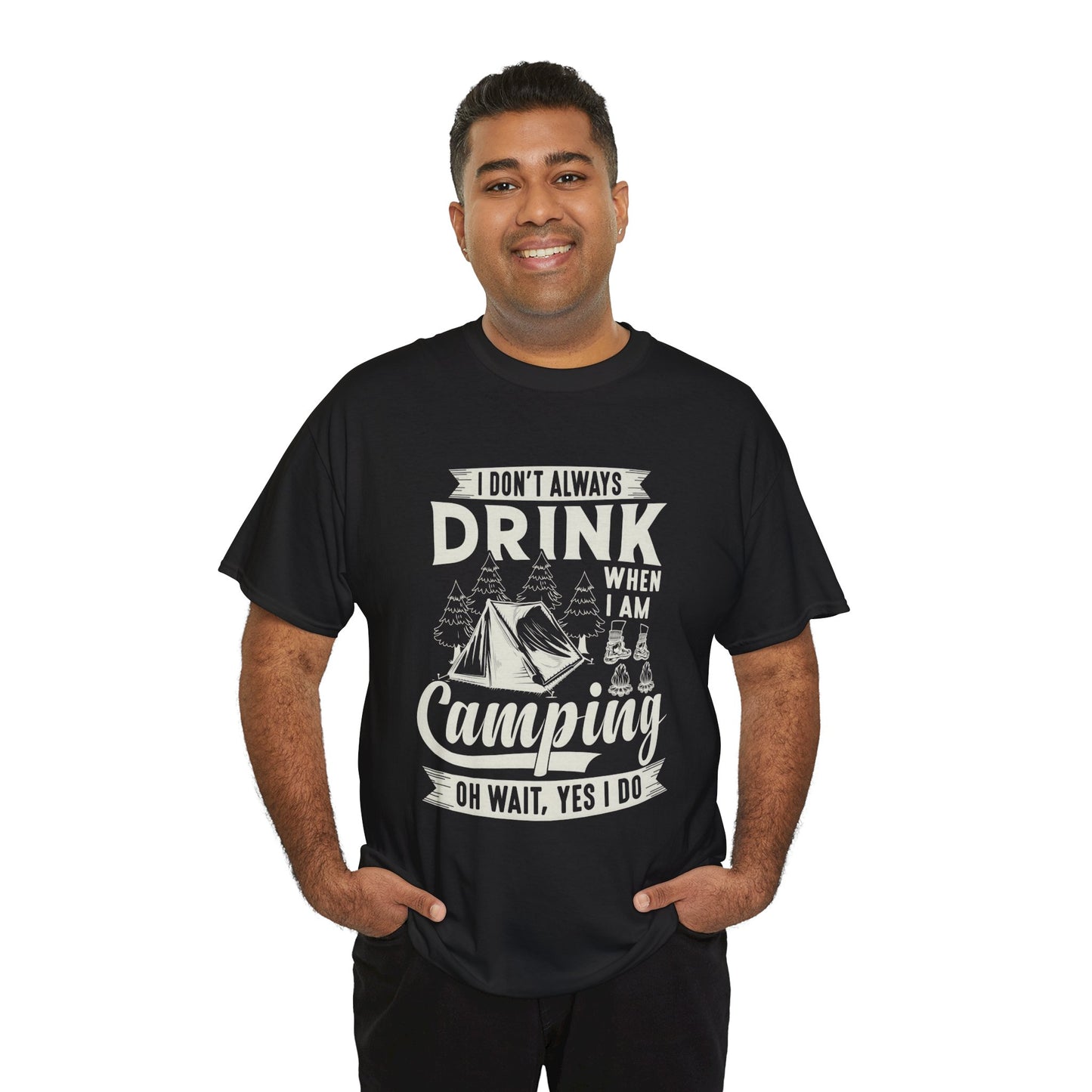 Camping Drinking Unisex Heavy Cotton Tee - Perfect Gift for Outdoor Enthusiasts