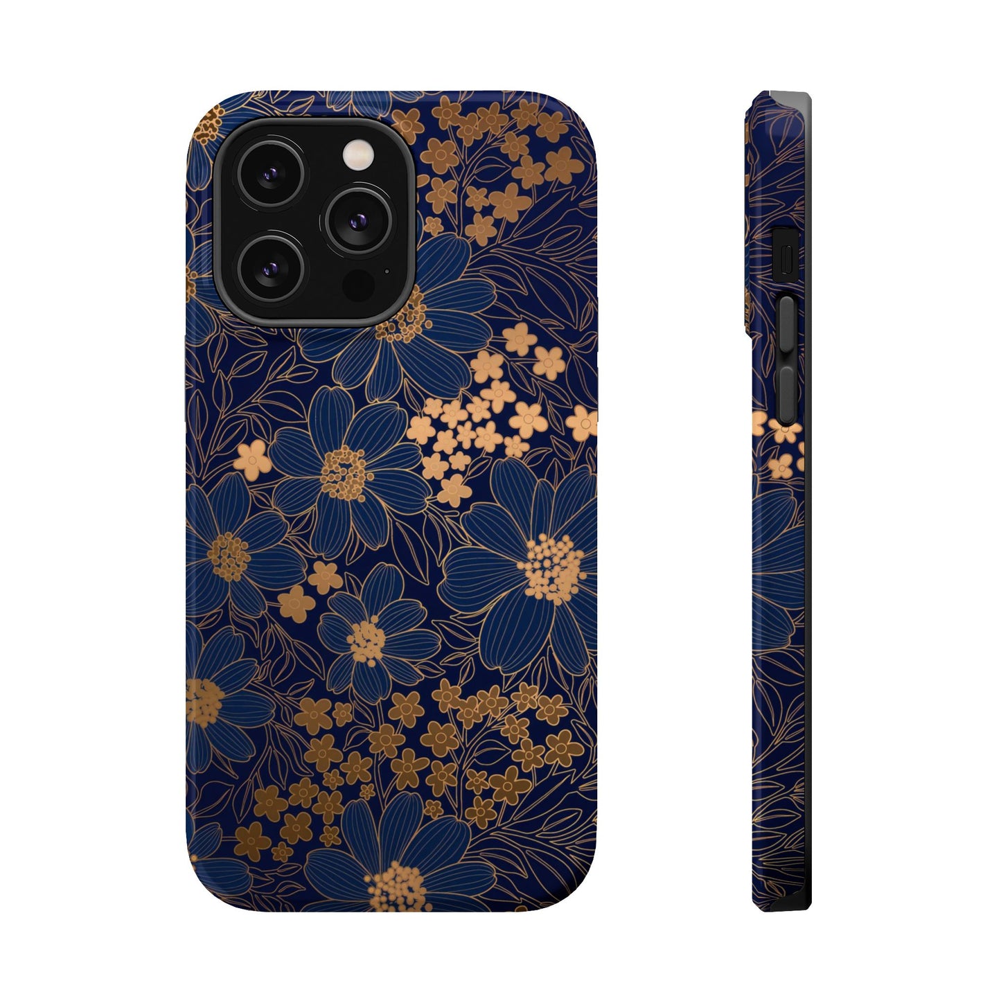 Luxury Serial Magnetic Phone Case, Golden Floral