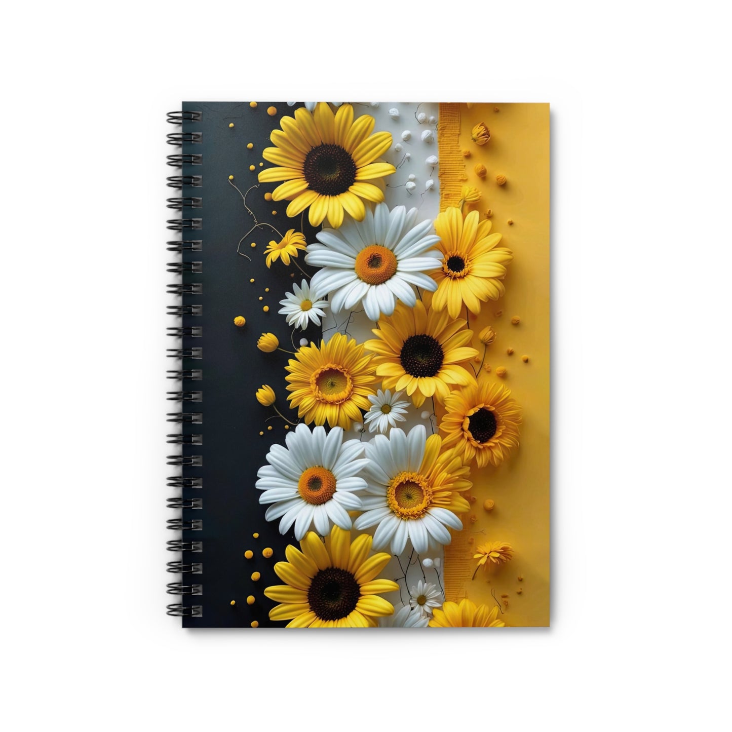 Yellow Floral Spiral Notebook 6" x 8" – Flower Design