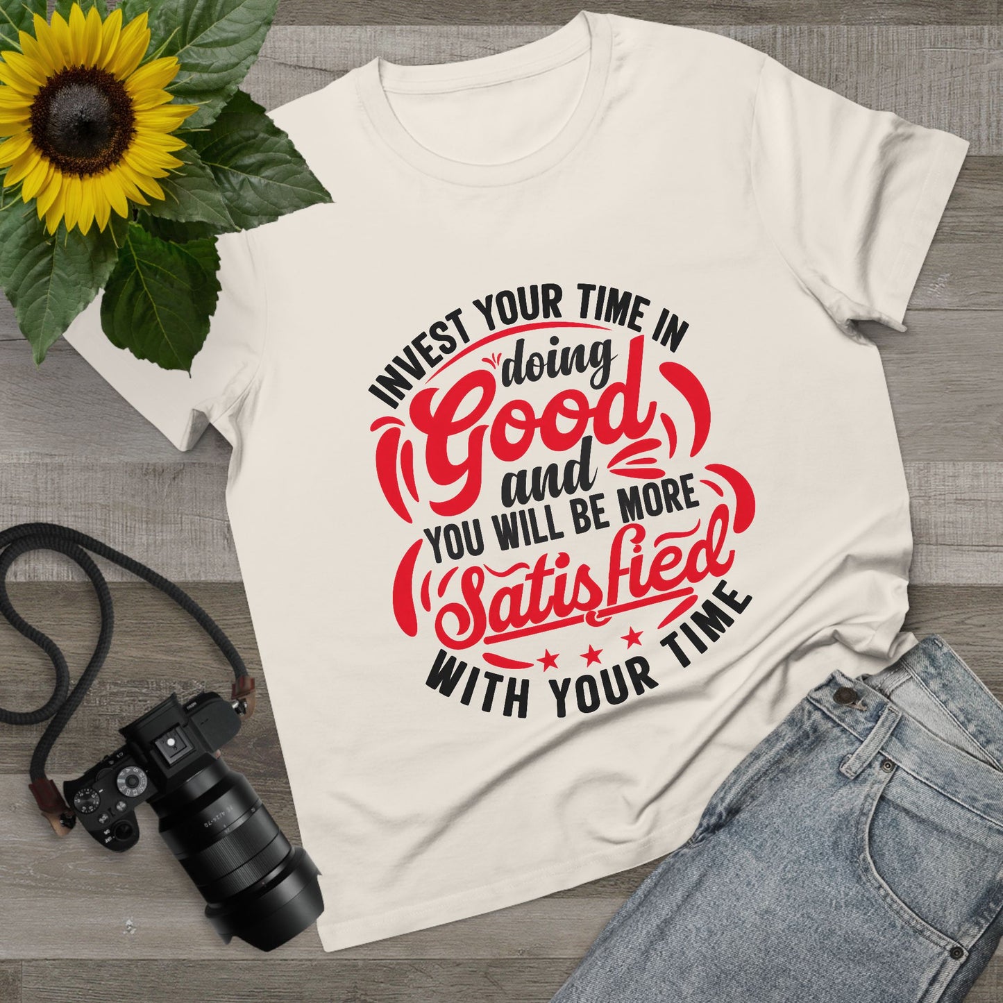Inspirational Women's Maple Tee – Invest Your Time in Doing Good