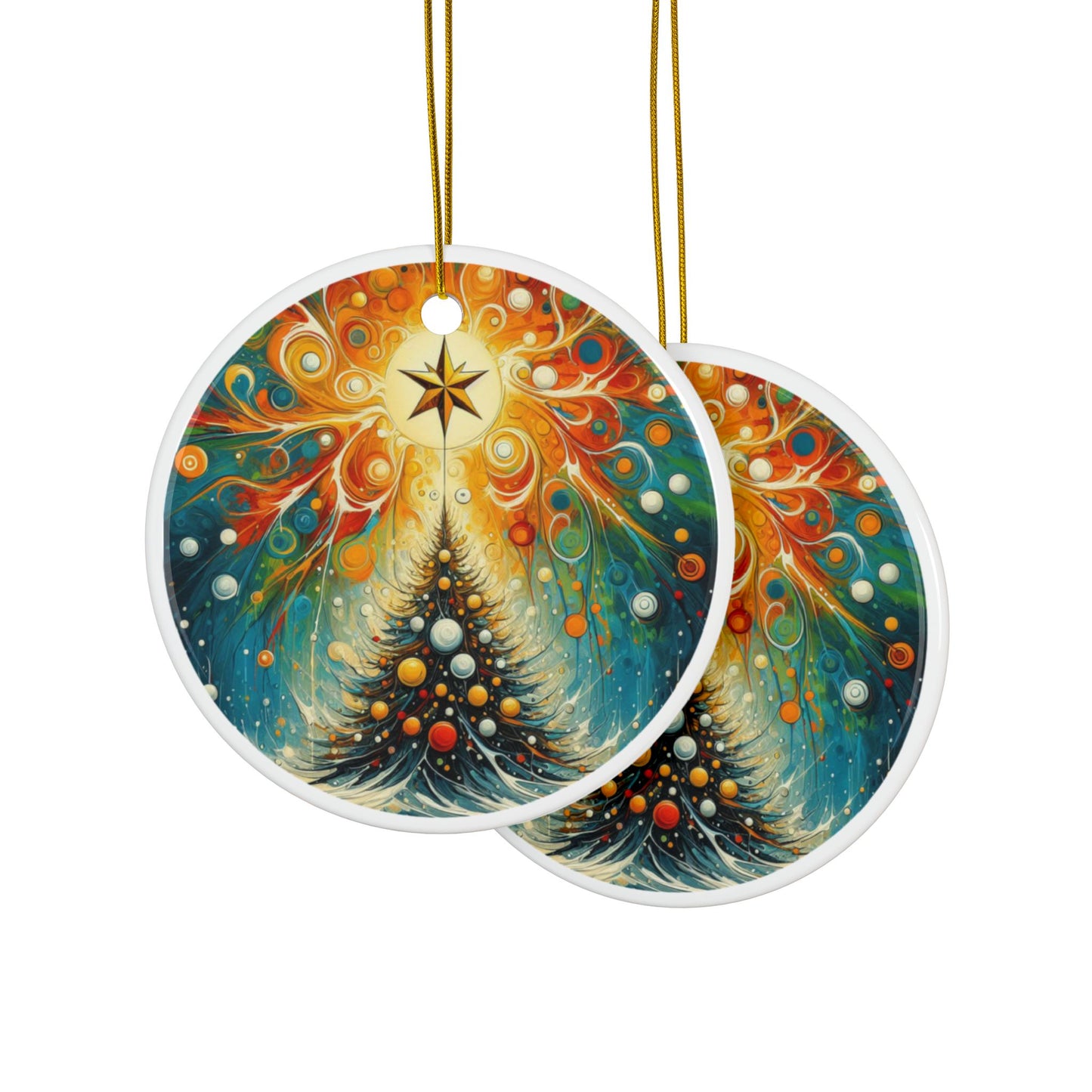 Cosmic Christmas Ceramic Ornaments, 2-Side Print, (1pc, 3pcs, 5pcs, 10pcs)