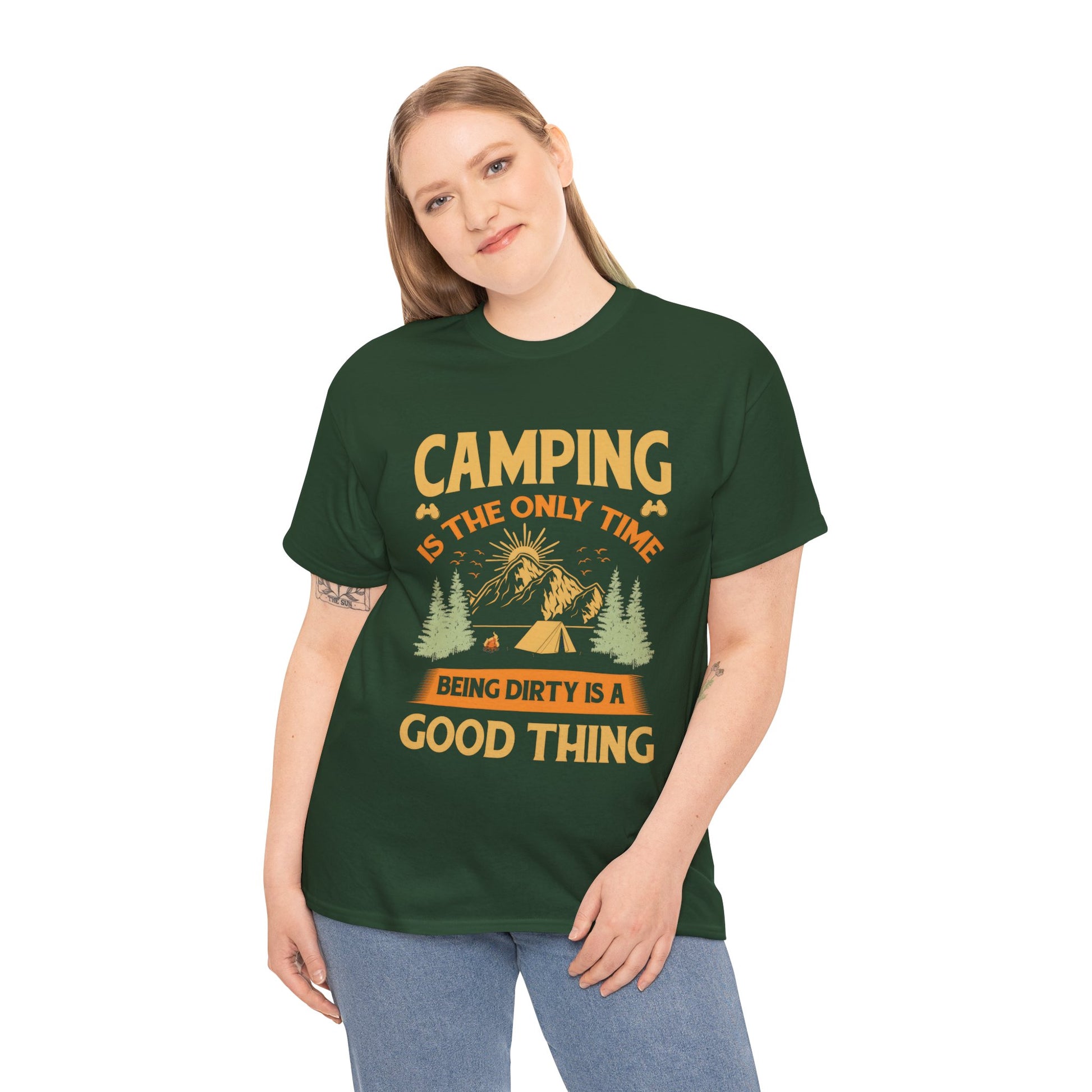 Camping Vibes Unisex Heavy Cotton Tee - "Being Dirty is a Good Thing"