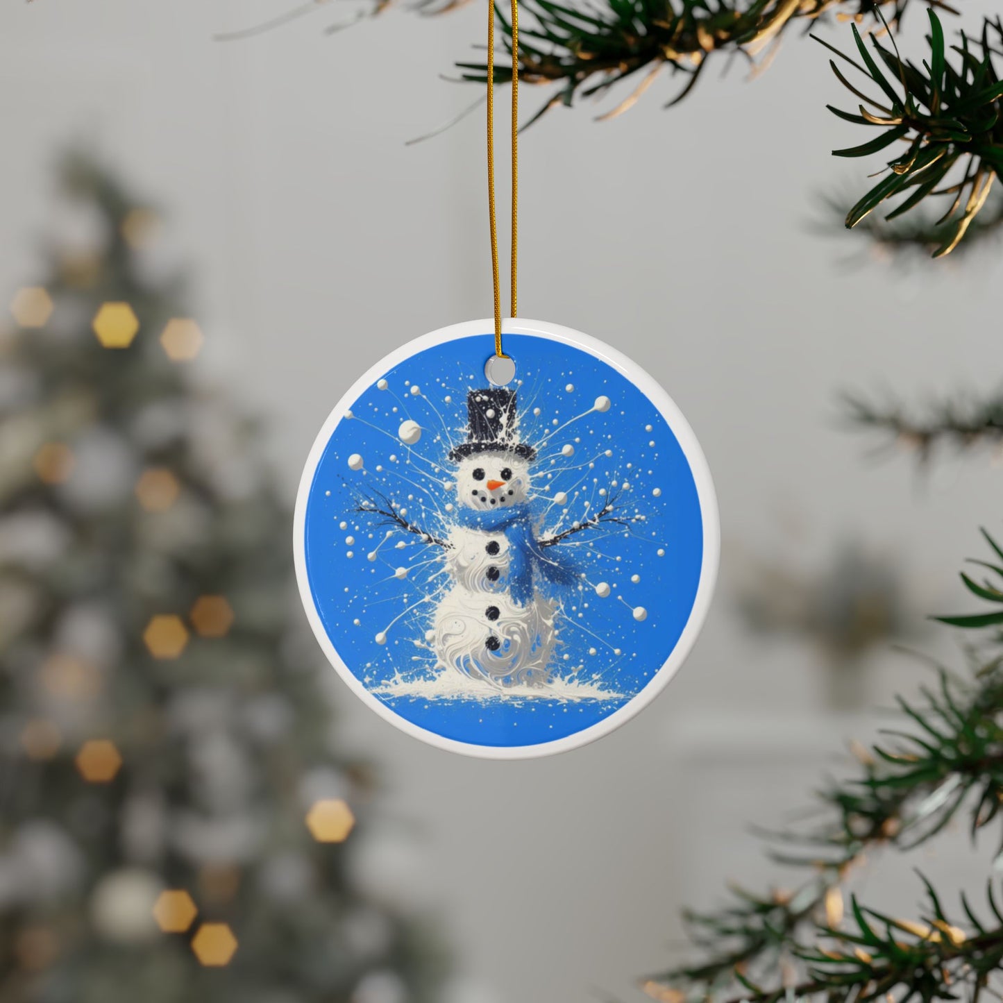 Abstract Frostie  Ceramic Ornaments, 2-Side Print, (1pc, 3pcs, 5pcs, 10pcs)