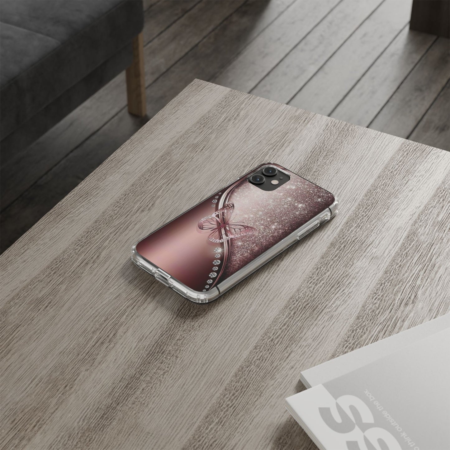 Elegant Butterfly Clear Case, Stylish Transparent Protective Cover for Women