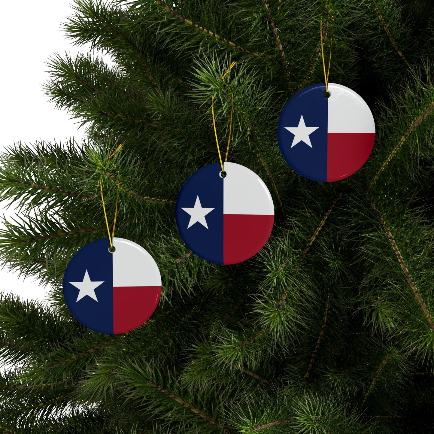 Lone Star Ceramic Ornaments, 2-Side Print, (1pc, 3pcs, 5pcs, 10pcs)