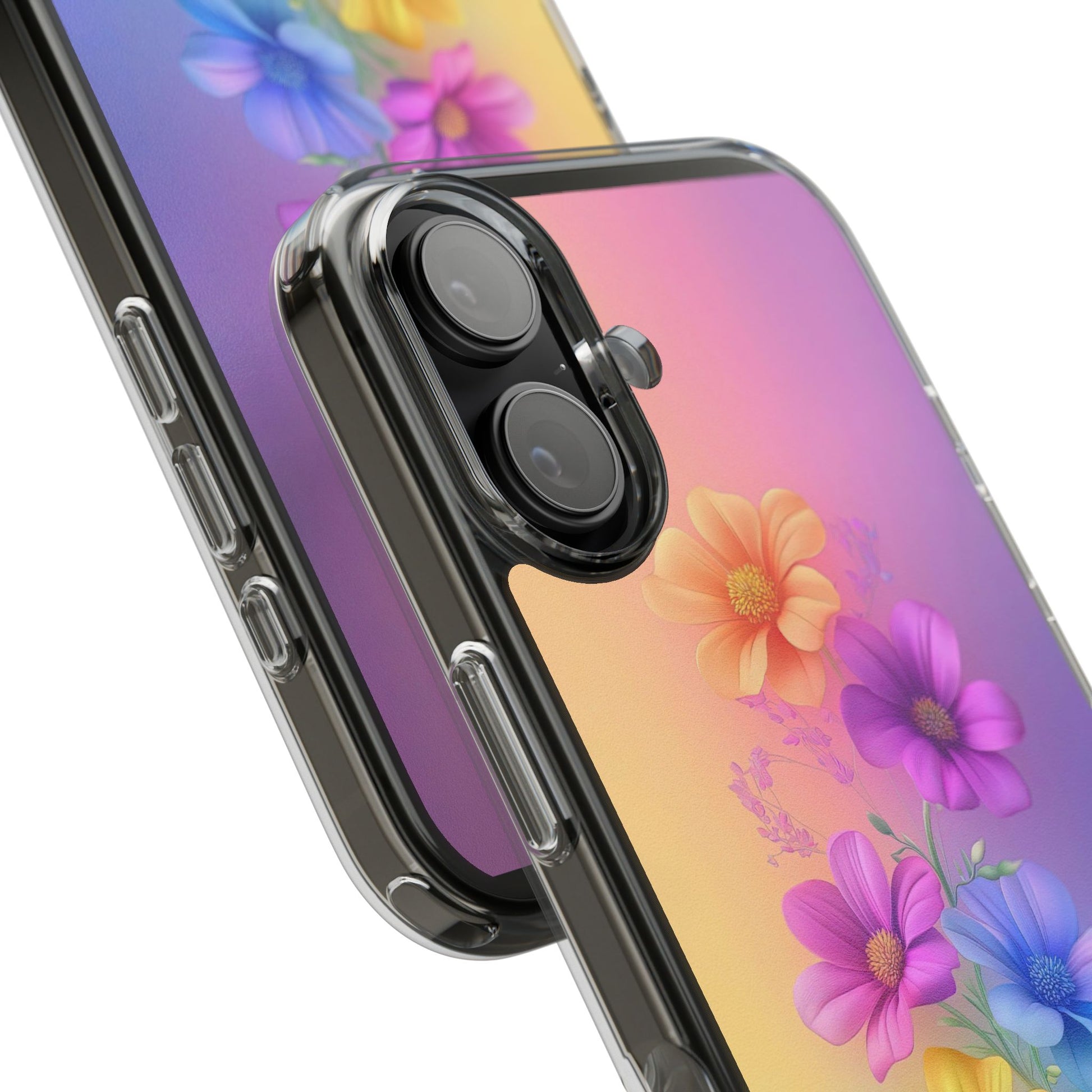 Floral Clear Phone Case – Colorful Flower Design