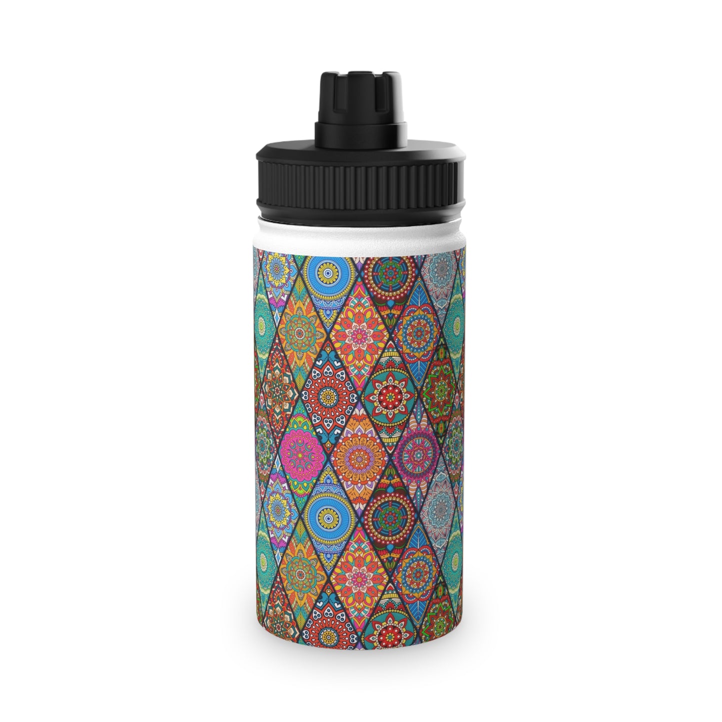 Mandala Argyle Stainless Steel Water Bottle, Sports Lid