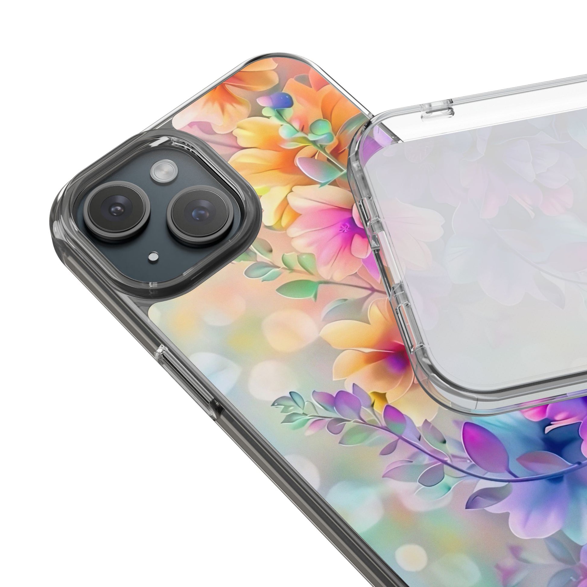 Floral Clear Phone Case -  Colorful Spring Design