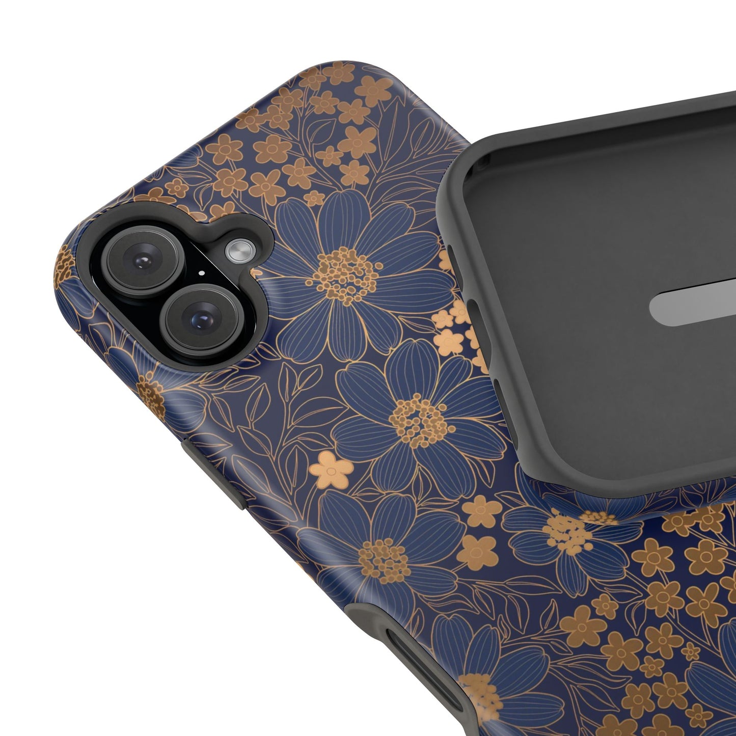 Luxury Serial Magnetic Phone Case, Golden Floral