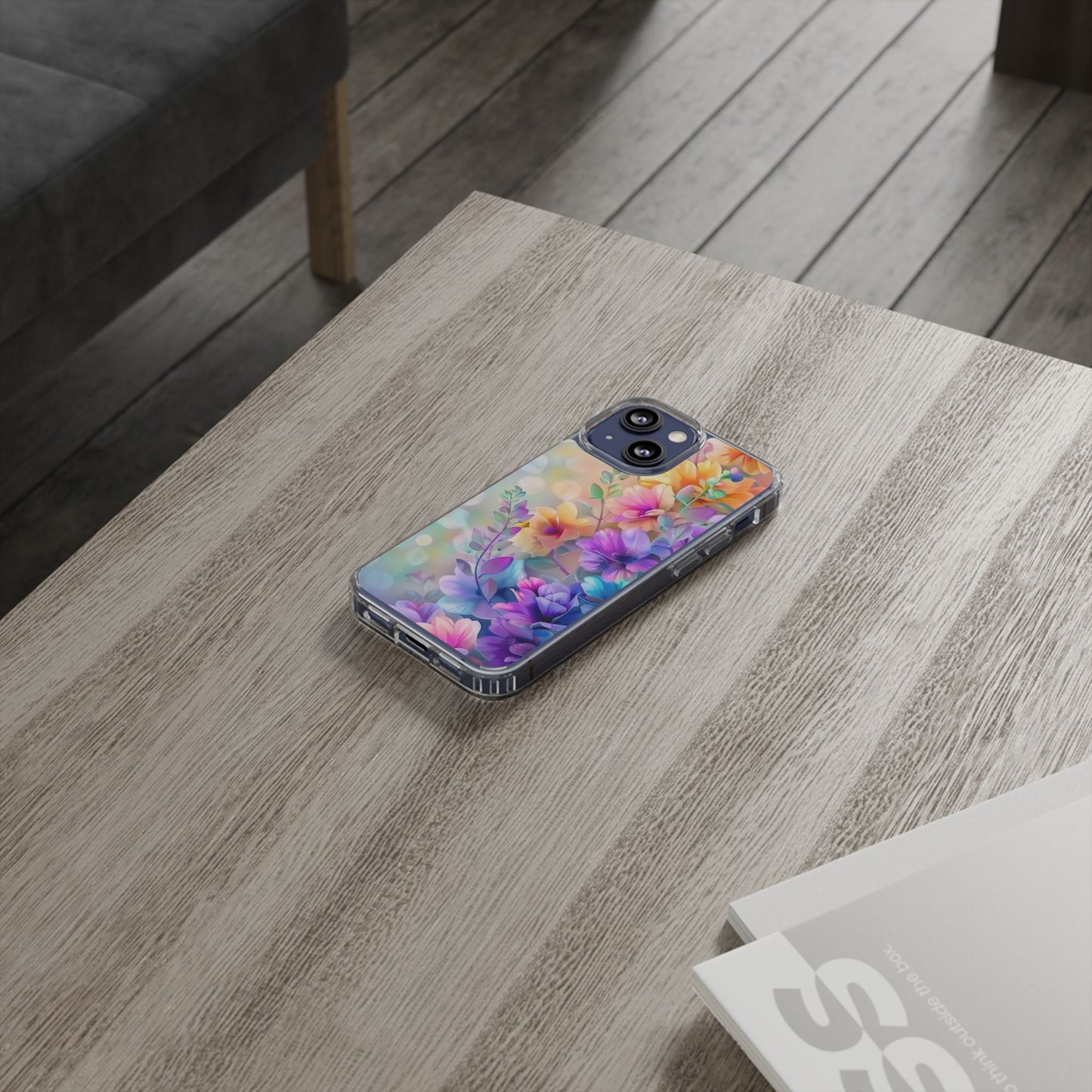 Floral Clear Phone Case -  Colorful Spring Design
