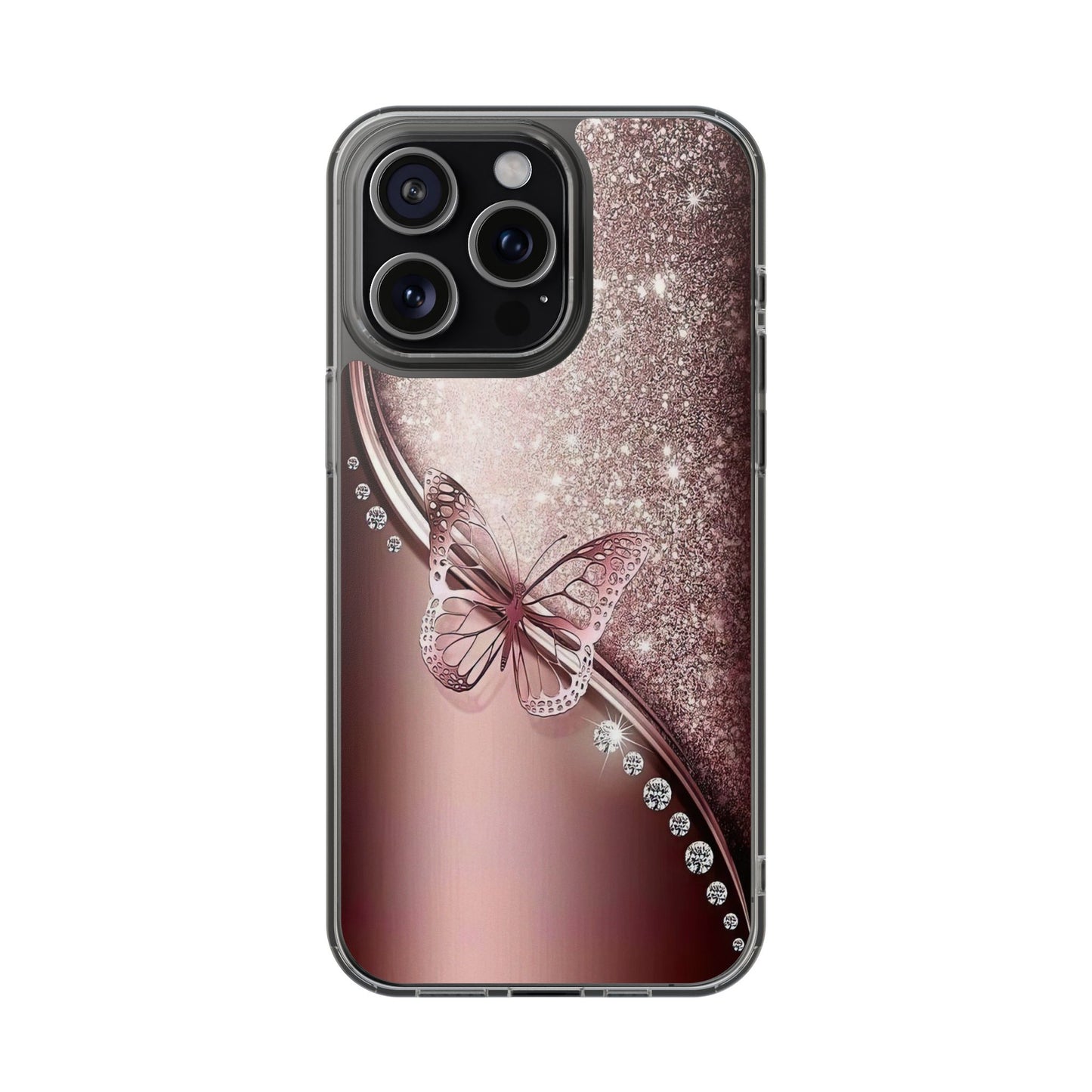 Elegant Butterfly Clear Case, Stylish Transparent Protective Cover for Women