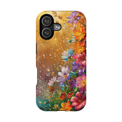 Vibrant Floral Magnetic Phone Case, Artistic Phone Cover