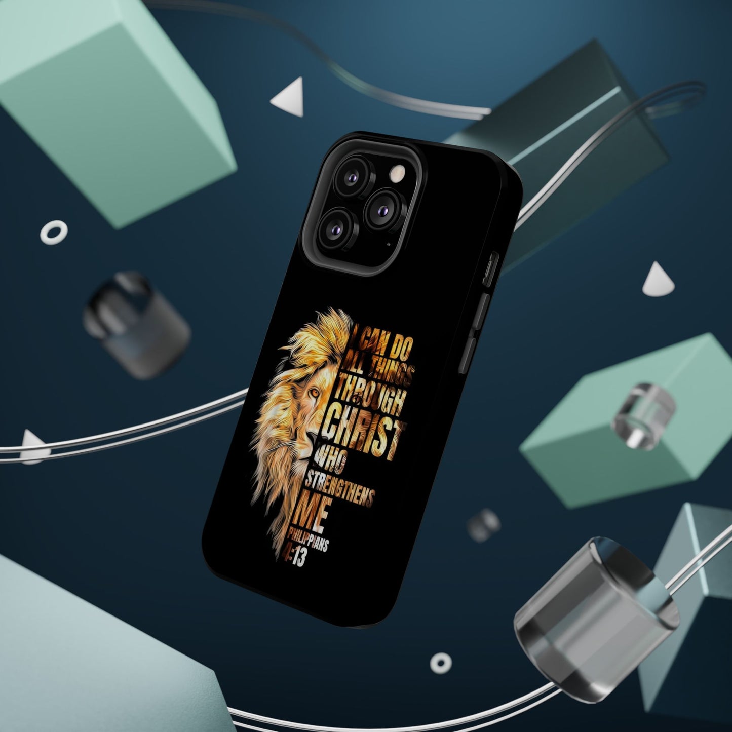 Inspirational Lion Magnetic iPhone Case, Strength & Faith, Christian Accessories